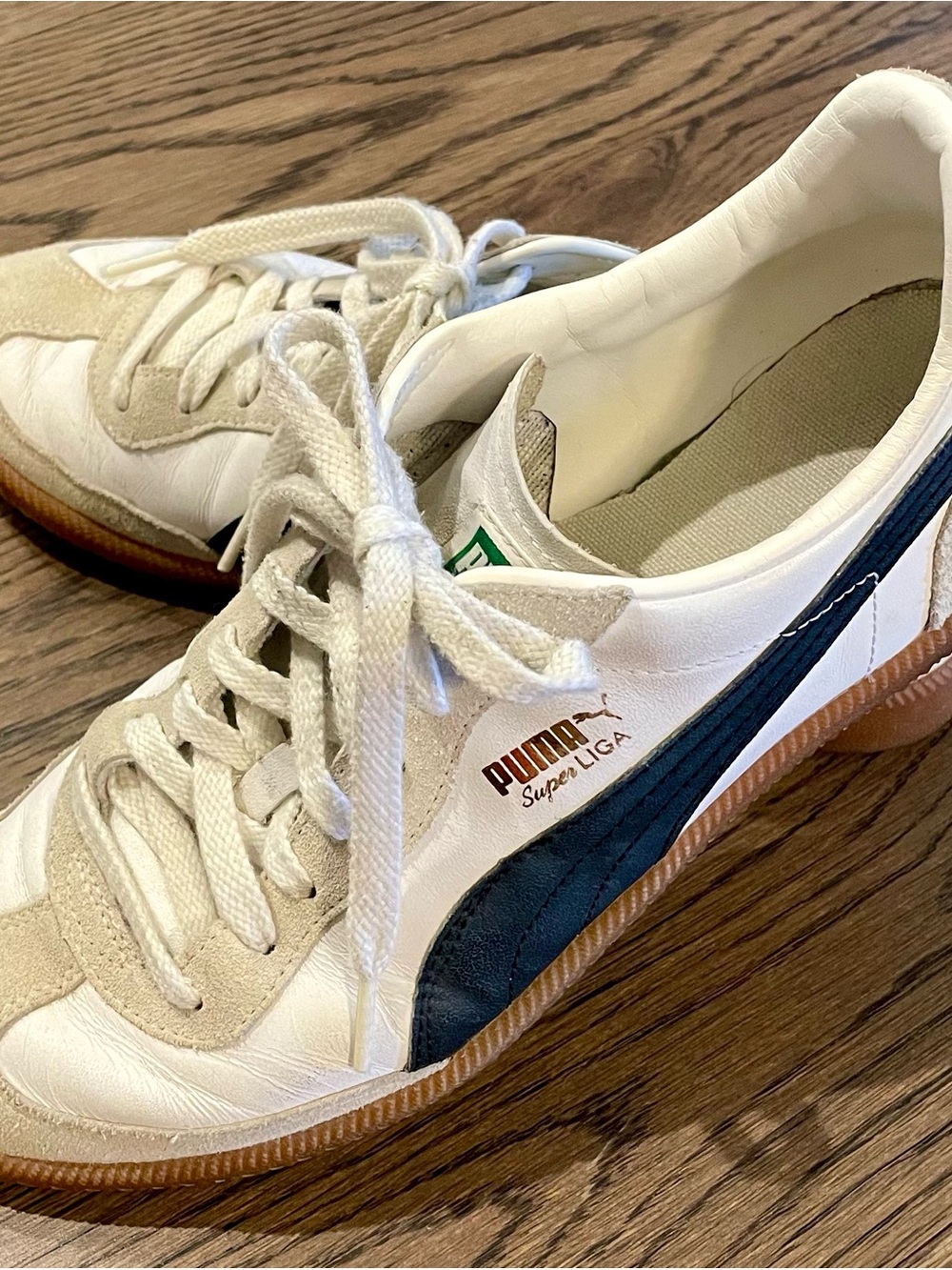 Puma Super Liga White & Black Leather Sneakers